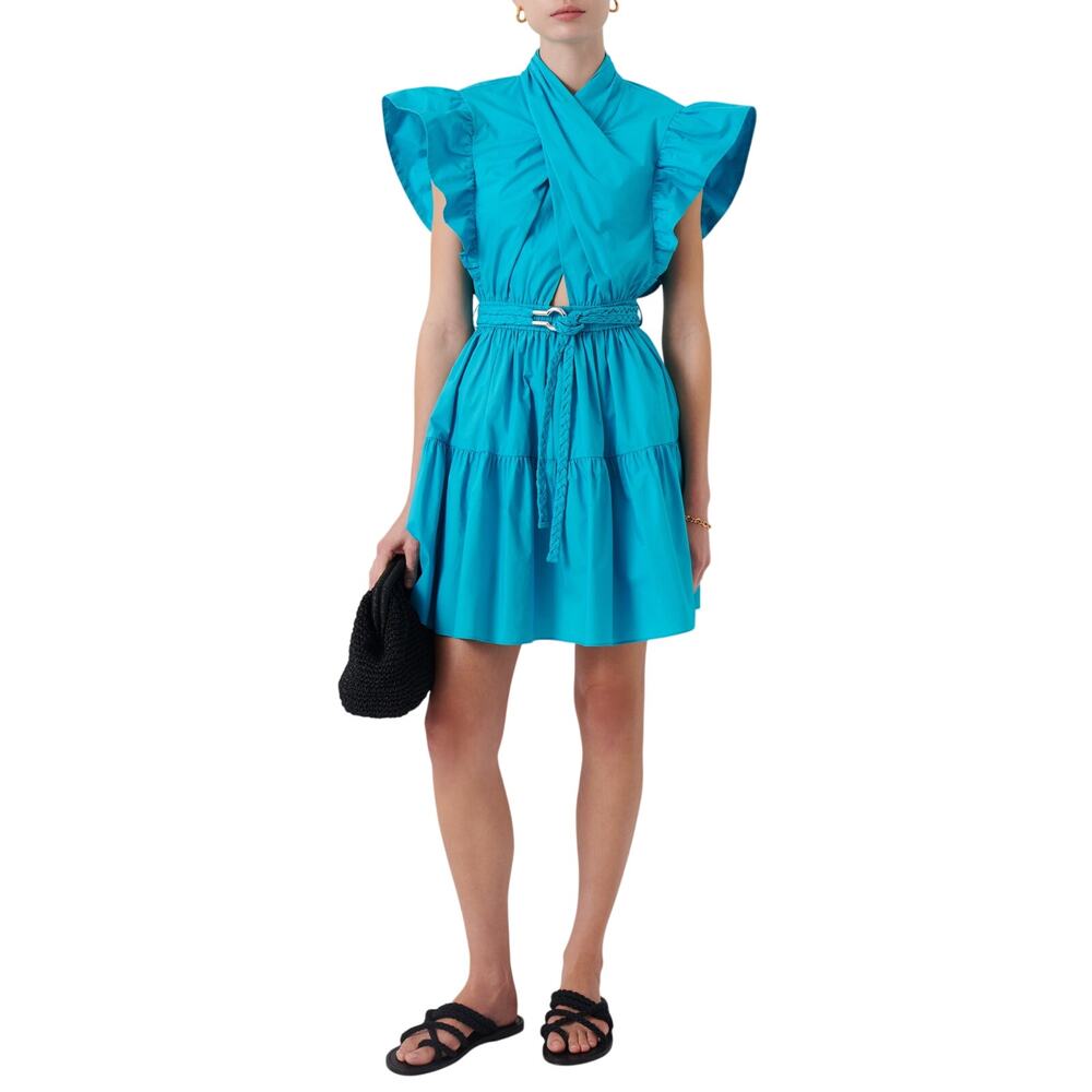Derek Lam Ruffled Peacock Blue Finn Dress Size 6
